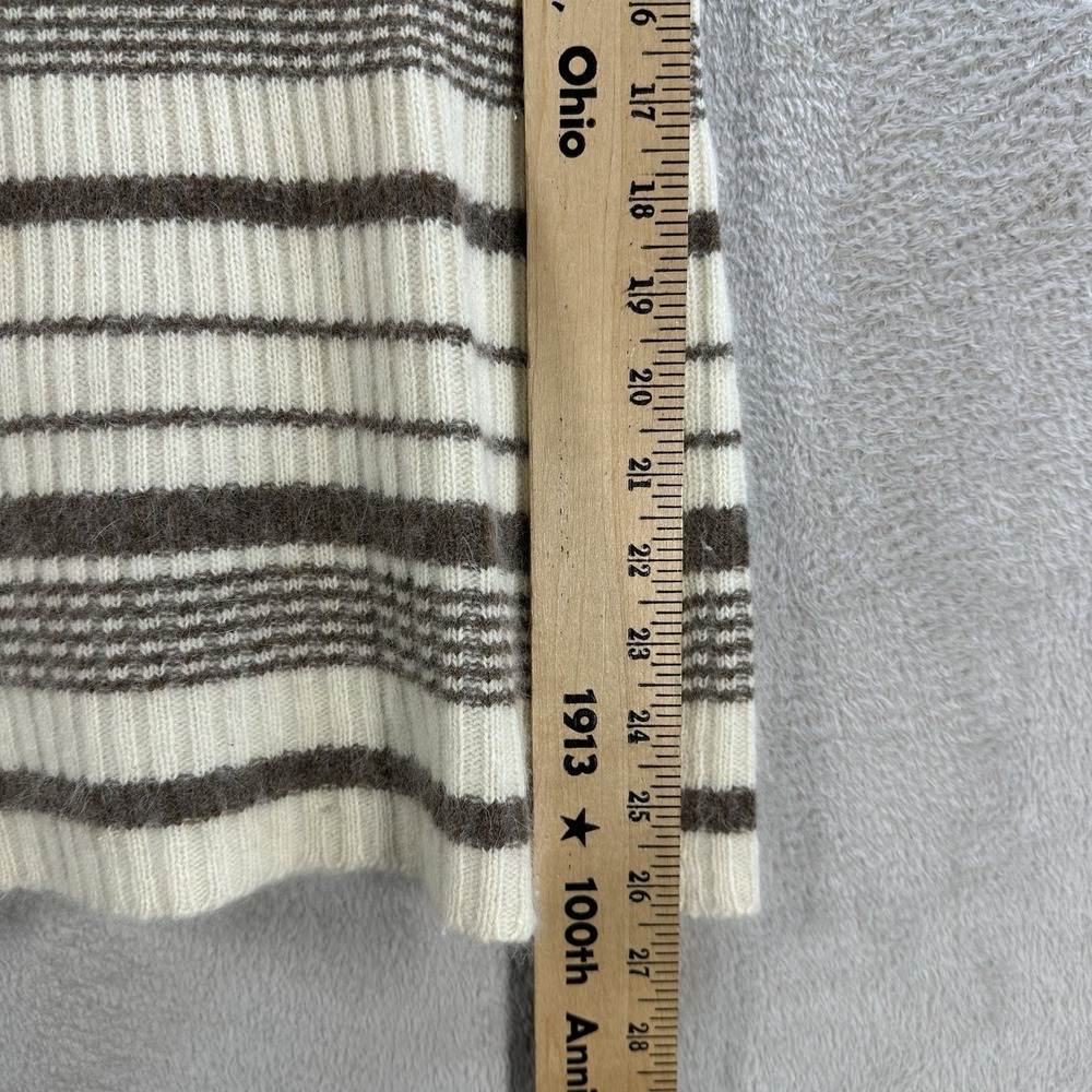 Jonathan Logan Wool Angora Sweater Cream 70s Collared Ivory Stripe‎ Ribbed Sz 13 - Picture 4 of 6